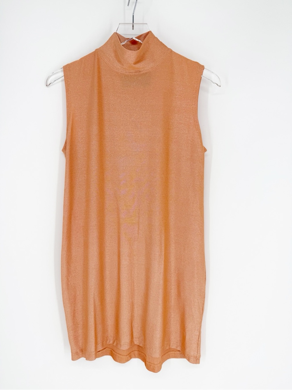 Lindsey Thornburg Glitter Mock Neck Mini Dress M Orange